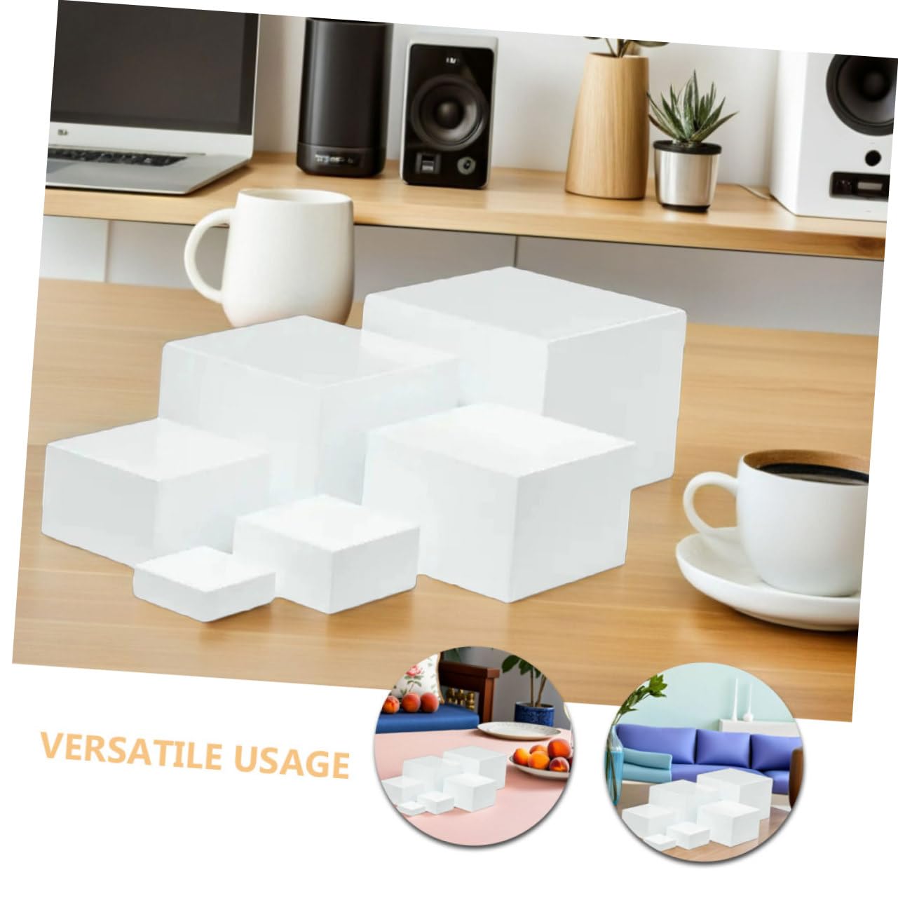 Ciieeo Alzate da Tavolo in Plastica Bianco 6 Pezzi Cubo Multifunzionale per Dessert e Pasticceria per Matrimoni e Feste