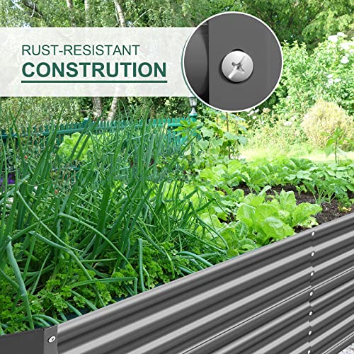 Image of Land Guard 6x3x2 ft Galvanized Raised Garden Bed Kit, Galvanized Planter Raised Garden Boxes Outdoor, Large Metal Raised Garden Beds for Vegetables(Grey)
