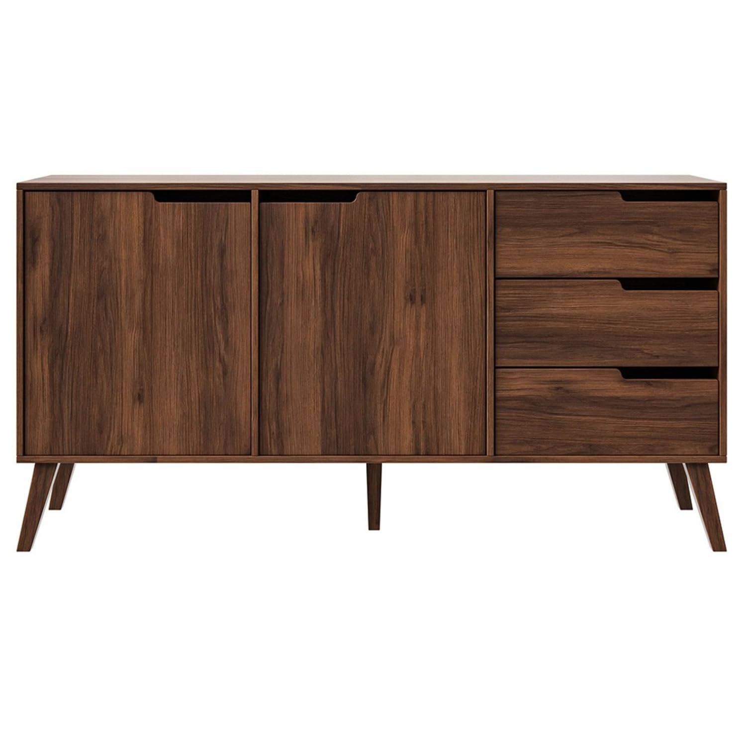 Credenza Con 2 Ante E 3 Cassetti Mobile Madia Contenitore In Melaminico Design Scandinavo Moderno Per Soggiorno Salotto E Zona Living 160 X 40 X 80 Cm Noce