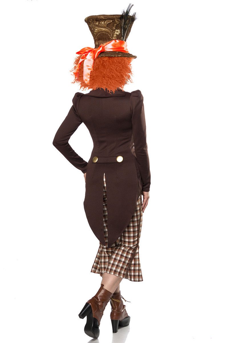 Crazy Hatter Kostümset in der Größe XL, Set aus: Frack, Top, Zylinder, Fliege, Perücke, Hose, Material: Polyester, Elasthan, Viskose, Baumwolle, Farbe: Mehrfarbig, 80107-066-027