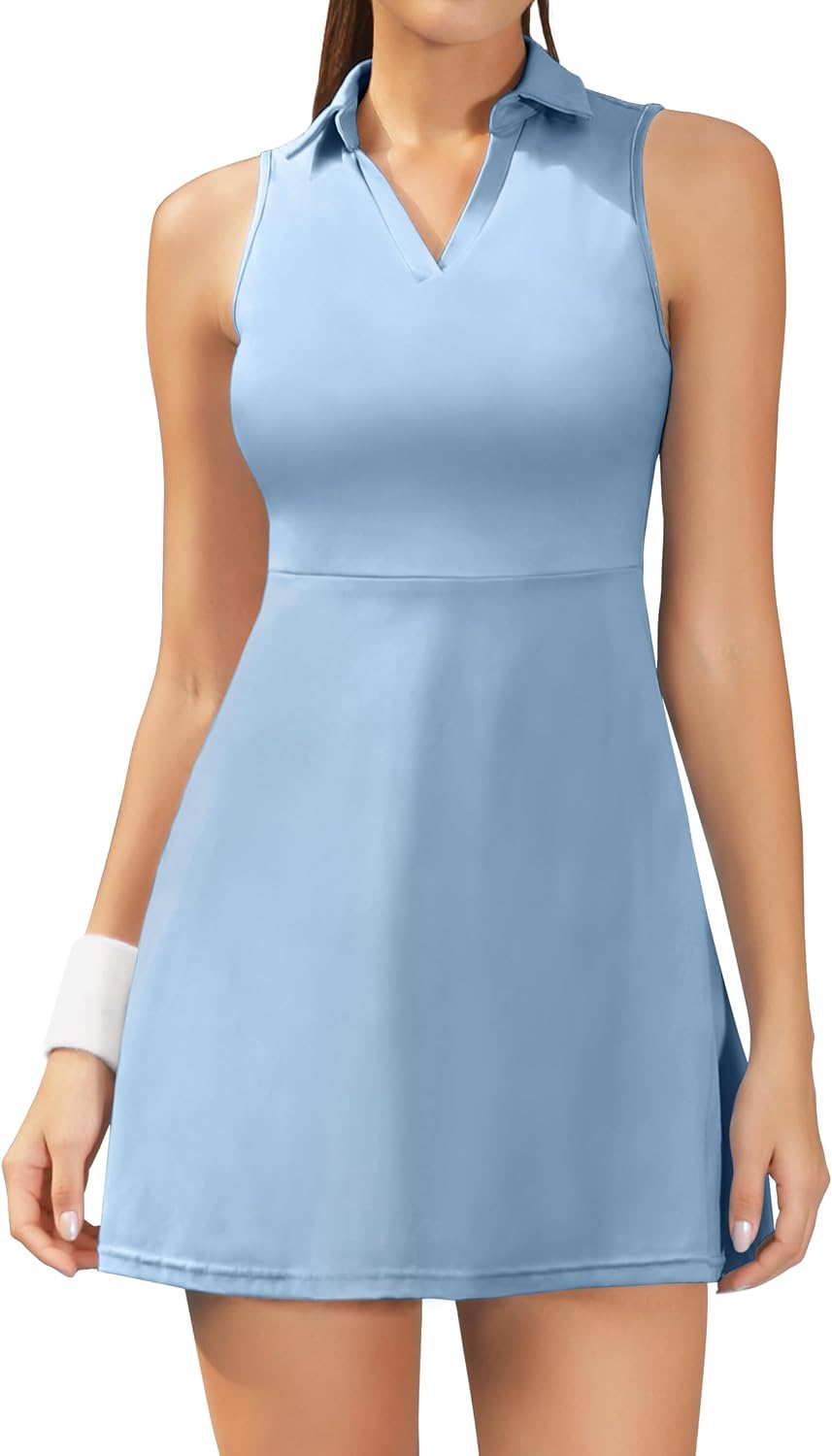 Fengbay Tennis Dress for Women,Golf Dresses with Built in Shorts with 4 Pockets for Sleeveless Athletic Workout Dress - Image 2