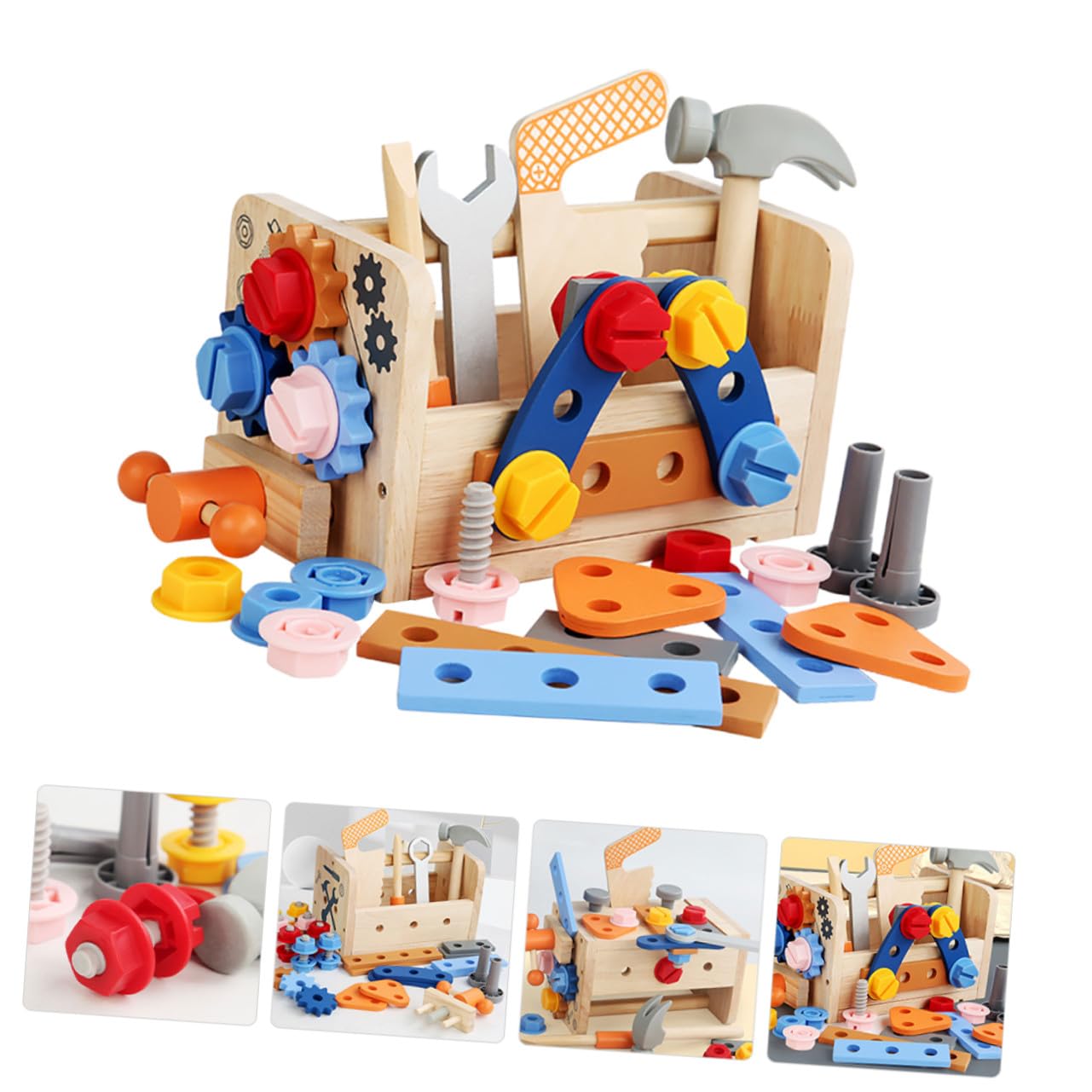 Herramientas Infantiles de Madera para Bricolaje Educativo Juego de Construcción para Kit Seguro de Herramientas de Madera para Desarrollar Coordinación y Pensamiento Lógico