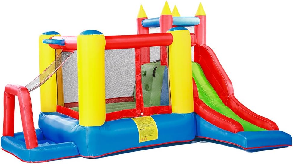 Inflatable Bounce House Slide Jumping Bouncy Castle House with Air Blower for Kids Yellow