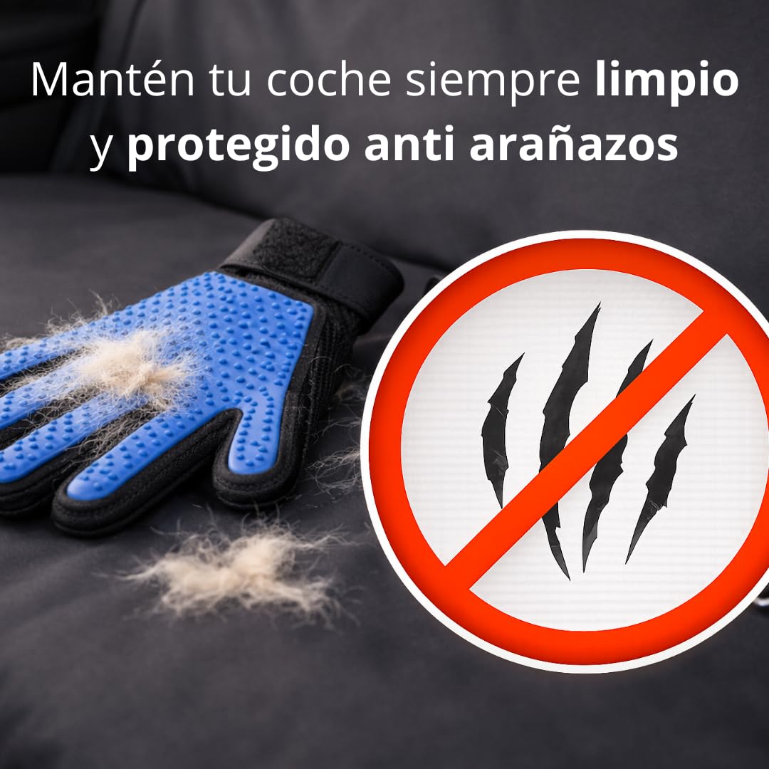 Transportín para Perros y Gatos para Coche | Asiento Seguro y Reforzado con Correa de Seguridad | Impermeable, Plegable y Universal | Incluye Manopla para Quitar Pelos | 40x40x32 cm