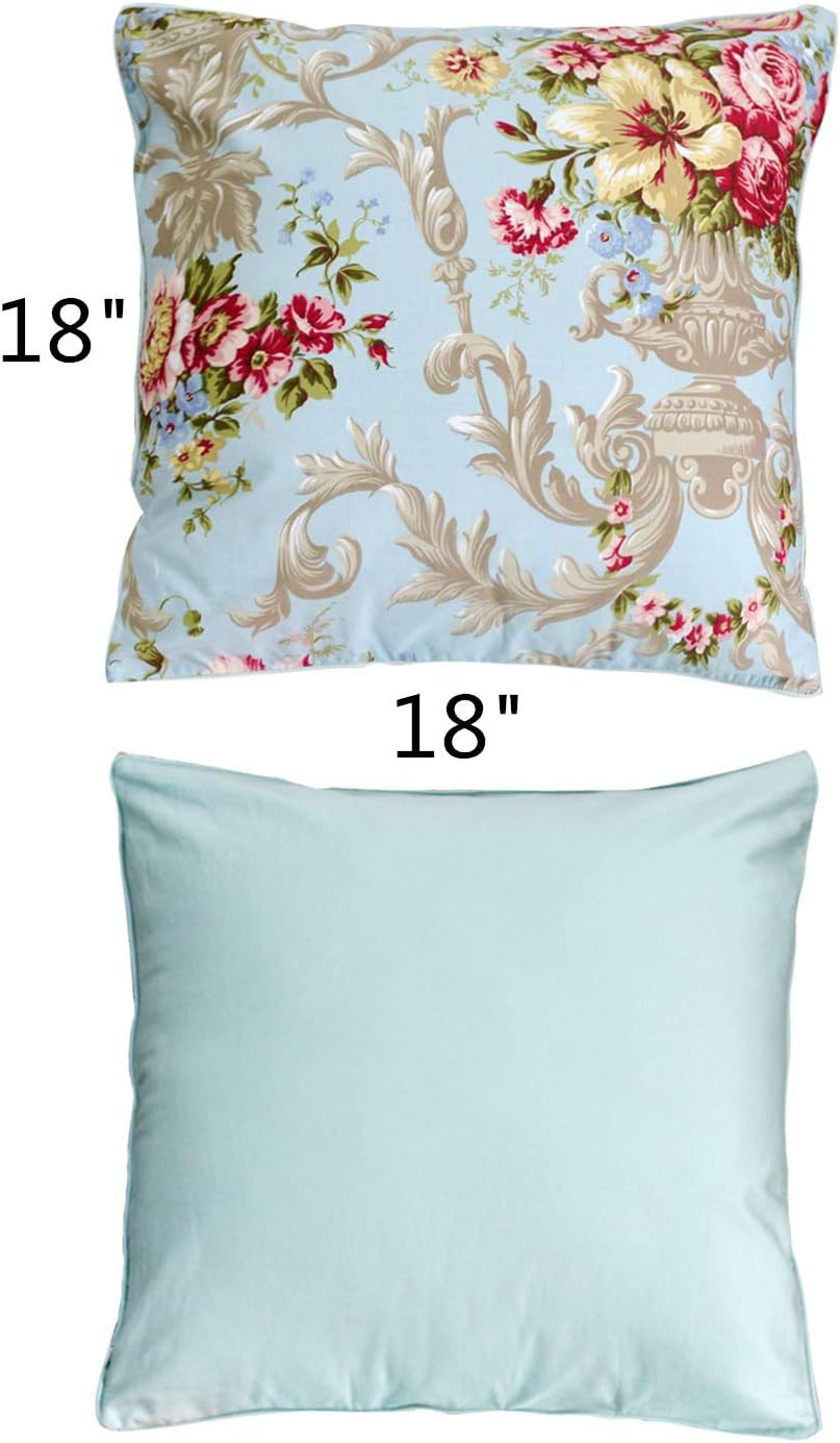 FADFAY 800 Thread Count 100% Egyptian Cotton Throw Pillow Covers,2Pcs (Euro Shams 18 X 18,2Pcs, Blue)