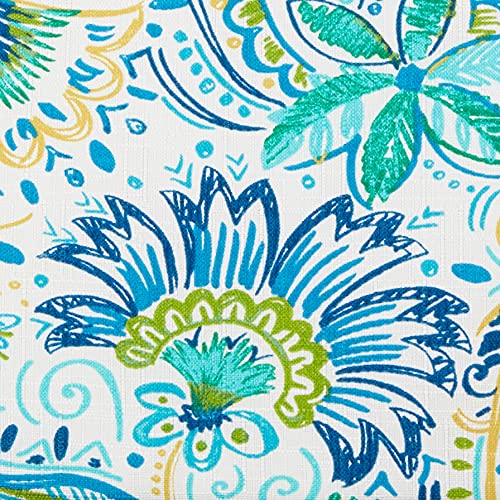 Pillow Perfect Paisley Outdoor Round Corner Chair Cushion Deep Seat, Weather, And Fade Resistant, Square Corner - 36.5" X 18", Blue/Yellow Gilford, 8 Count #TOP6