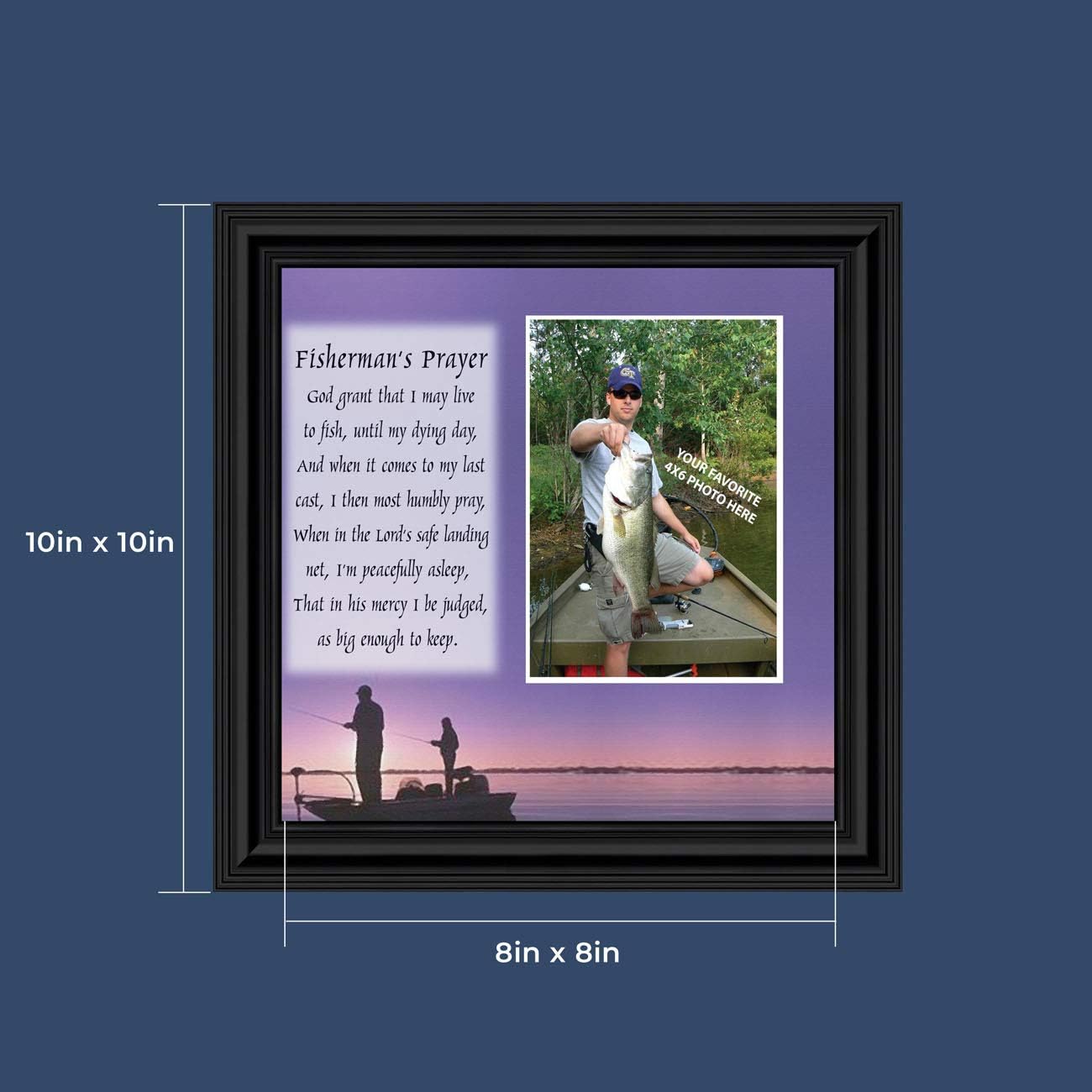 Crossroads Home Décor Fisherman's Prayer, Personalized Fishermen's Gifts, Fishing Decor Picture Frame 9701B