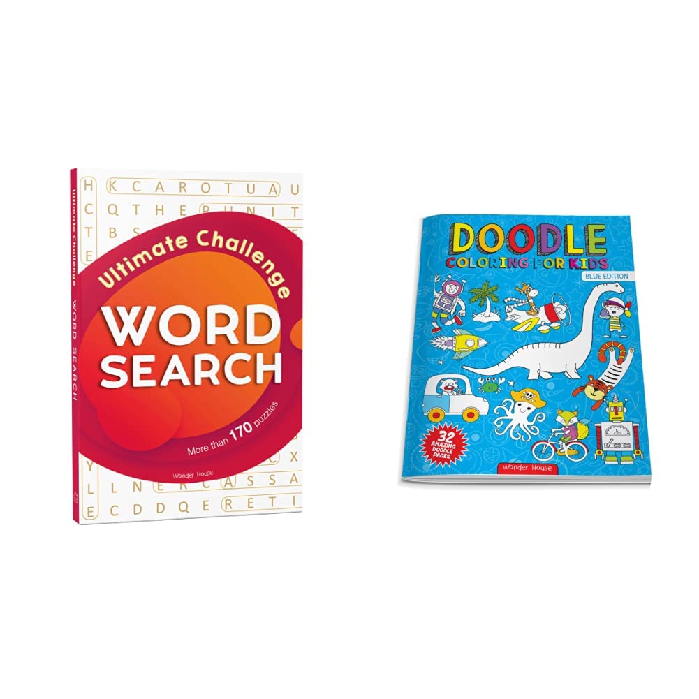 Word Search - Ultimate Challenge: Classic Word Puzzles For Everyone & Doodle Coloring For Kids - Blue Edition