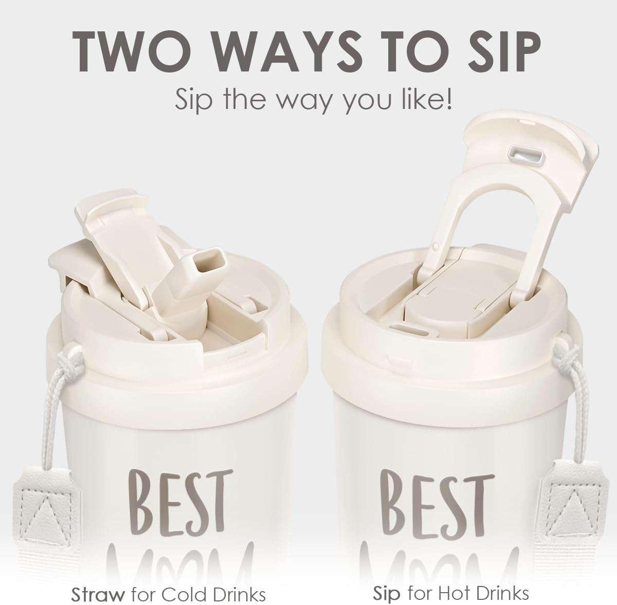 SANDJEST Best Mom Ever Tumbler - Stainless Steel 2-in-1 Lid Coffee Tumbler 18 oz, Mom Insulated Travel Mug Gift for Women Mother, Birthday Christmas Mother's Day - Image 3