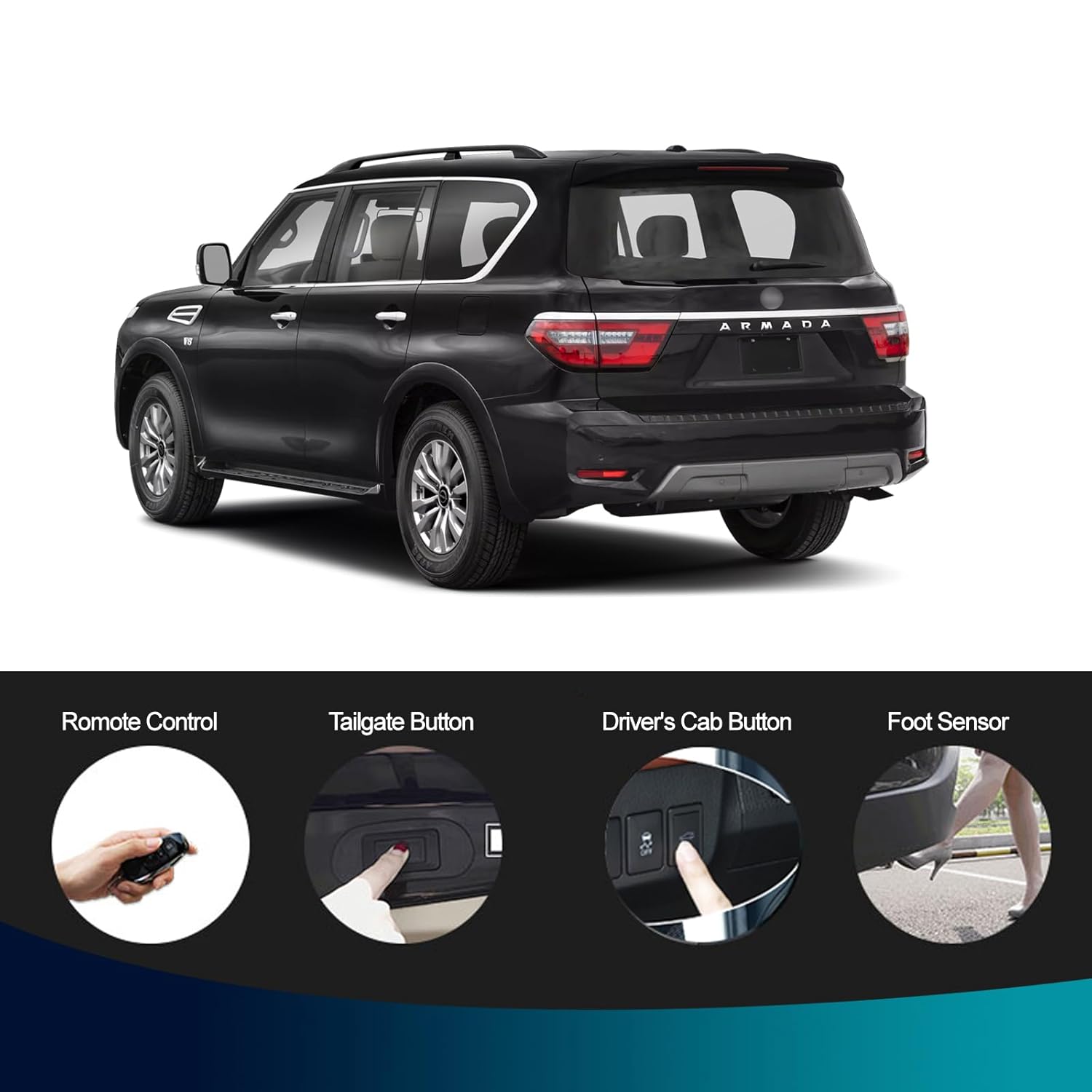 Power Liftgate Kit for Nissan Armada Y62 2017 2018 2019 2020 2021 2022 2023 2024 Hands-Free Electric Tailgate Lift System Automatic Trunk Opener OEM Key Fob Remote Supported