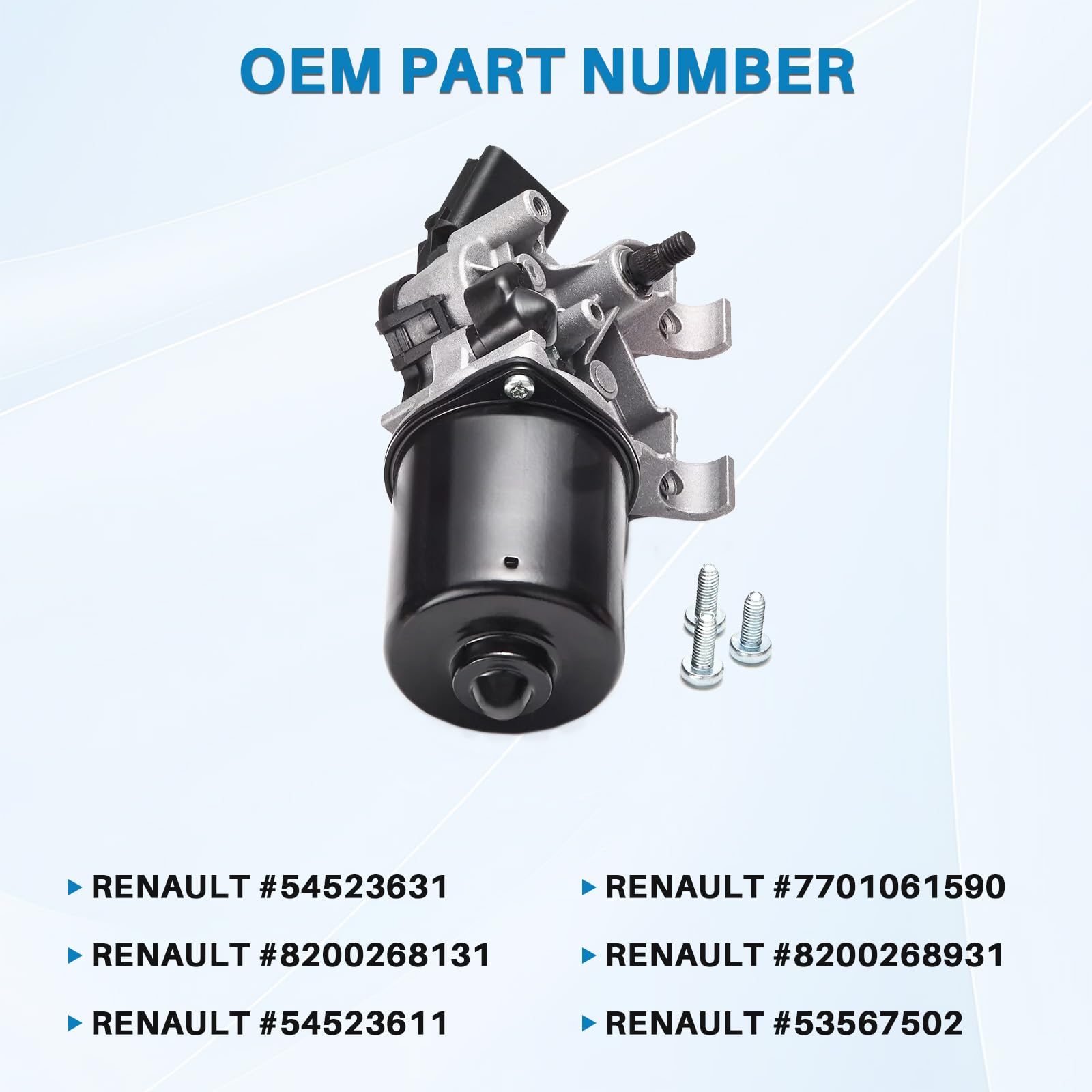 Motor limpiaparabrisas Motor de limpiaparabrisas compatible con Clio 3 delantero Clio 3 2005-2014, repuesto para 54523611 54523631 53567502 8200268931 8200268131 7701061590