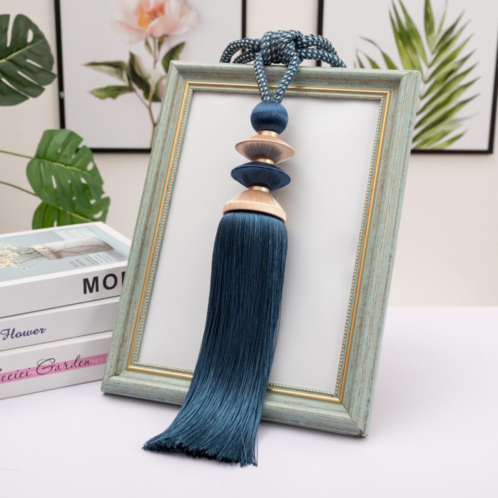 Xeijayi Dark Blue Curtains Tiebacks,2 Pack Tassel Curtain Tiebacks Curtain Holdbacks Curtain Ties Rope Weave Rope Tie Backs For Drapes(Dark Blue)