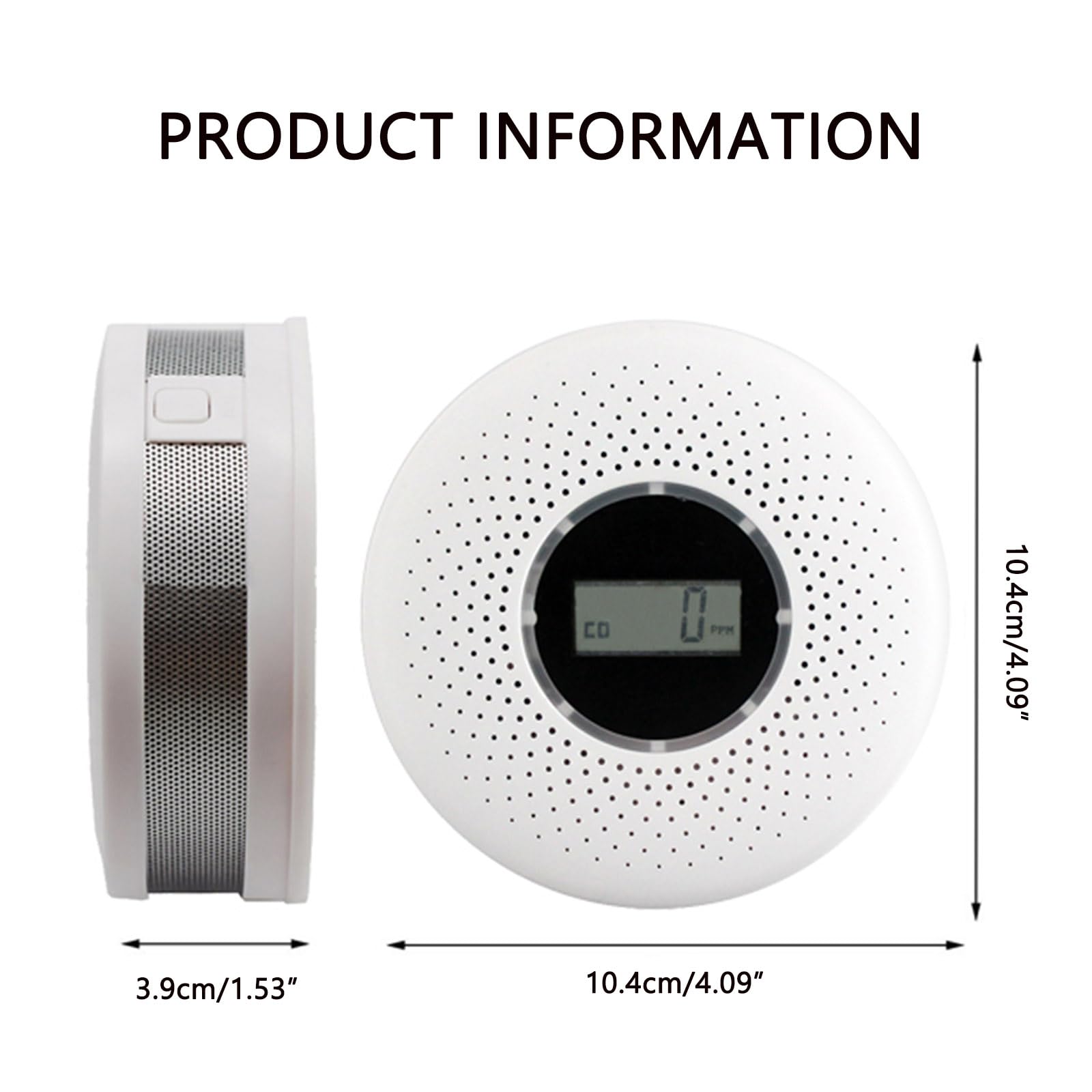 2 Pack CO and Rauch Feueralarm Combo mit LCD-Anzeige Batteriebetrieben für Zuhause 2 in 1 Kohlenmonoxid- und Rauchdetektor mit Licht-Ton-Warnung Tragbar für Unterwegs
