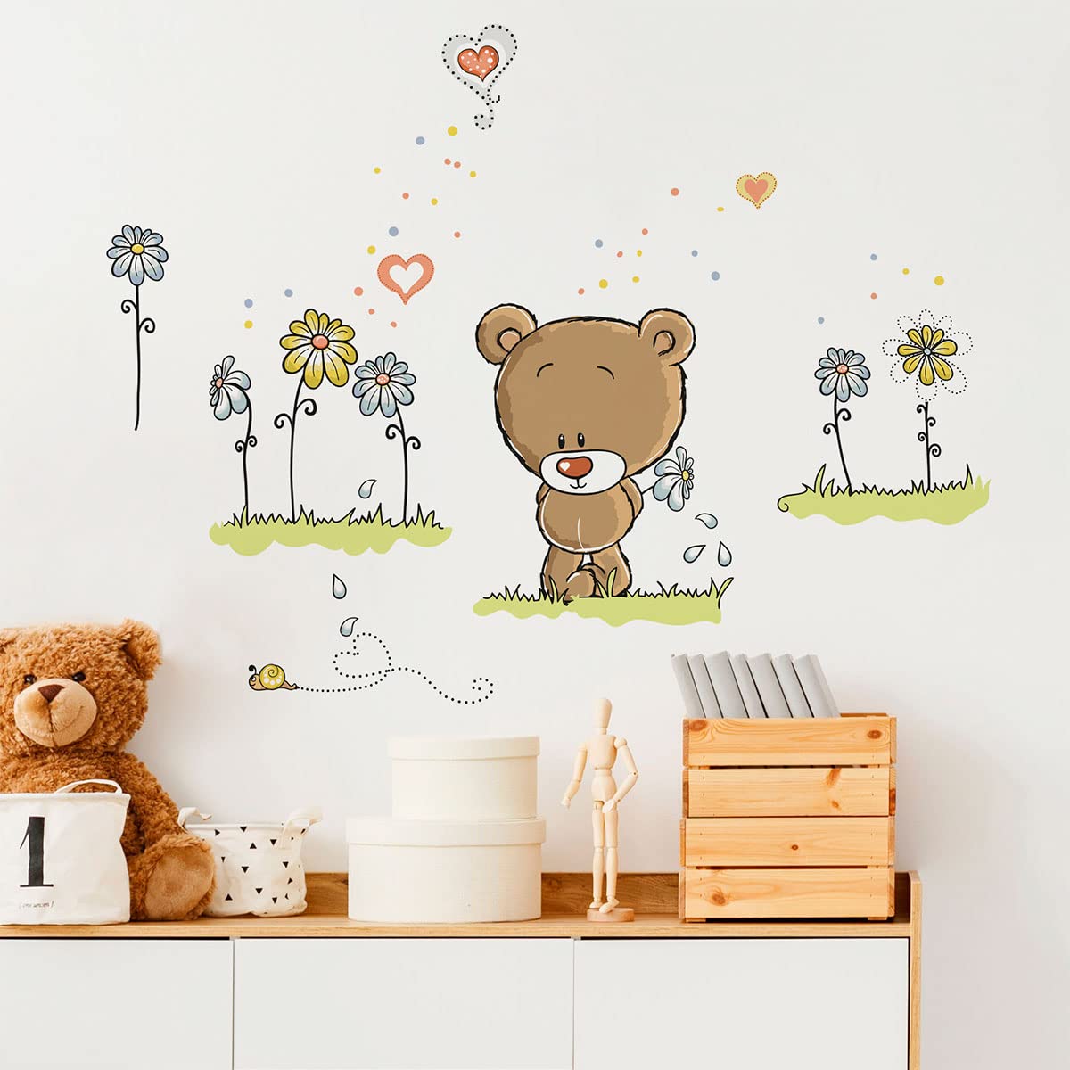 Children's Wall Stickers - Baby Room Decoration - Cute Bear in The Hill Wall Sticker - H90 x L60 cm, Model 4, 60x90cm - Image 2