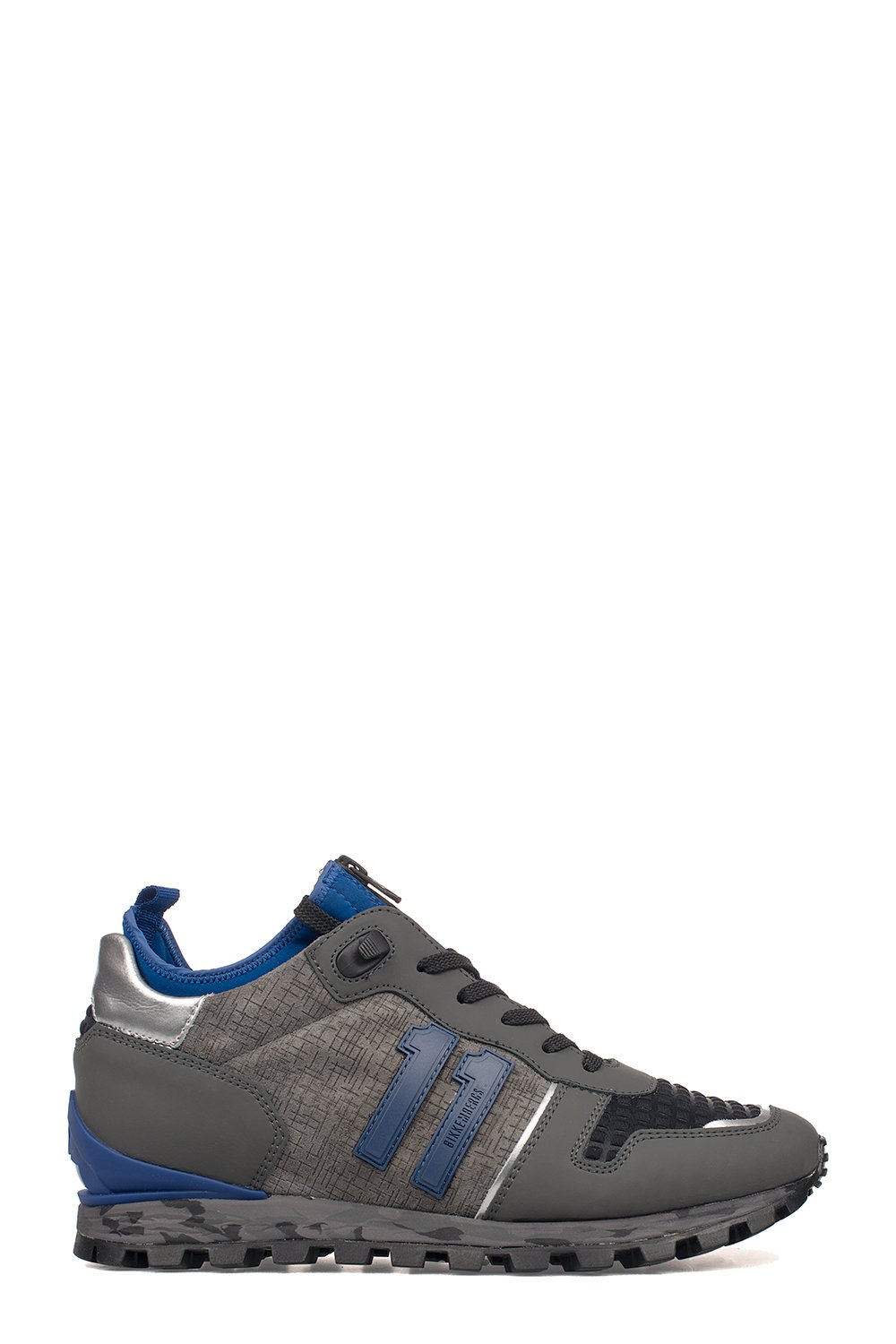 BIKKEMBERGS MEN'S BKE108494 BLUE/GREY LEATHER SNEAKERS