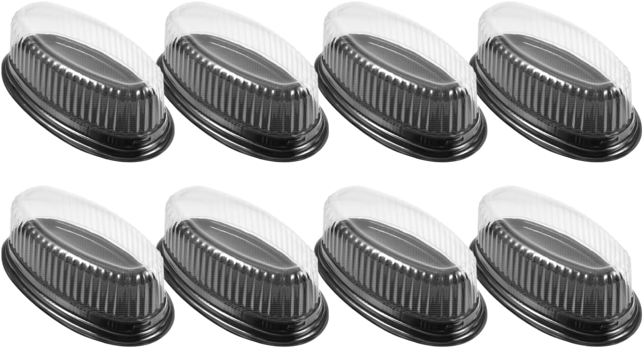 INOOMP 10pcs Transparent Portable Plastic Cake Boxes for Desserts Disposable Oval Cake Packaging Containers Lightweight Food Storage for Takeaway and Baked Goods