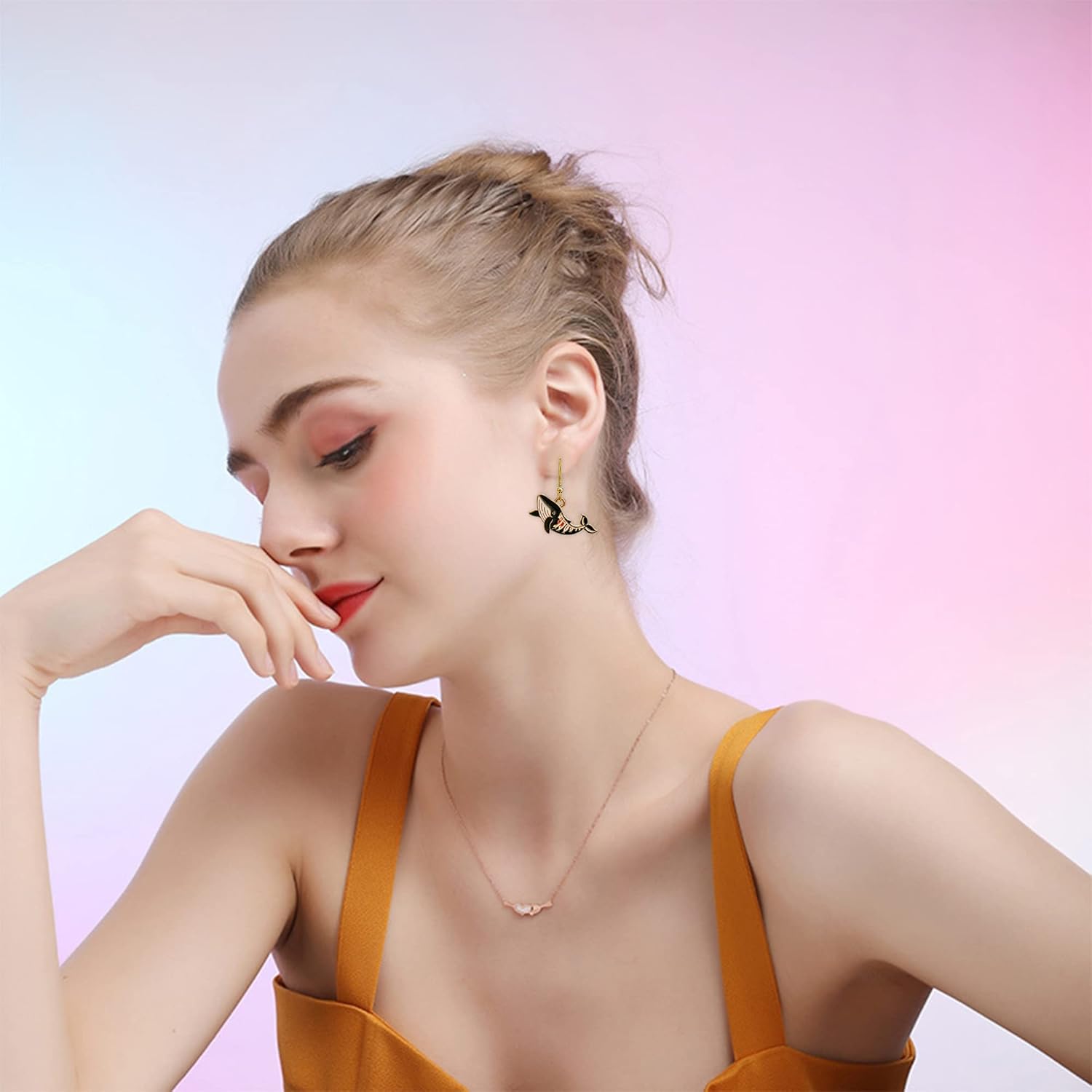 QUPENGXU Trendy Metal Animal Earrings Gothic Asymmetrical Drop Dangle Earrings For Women - Image 4