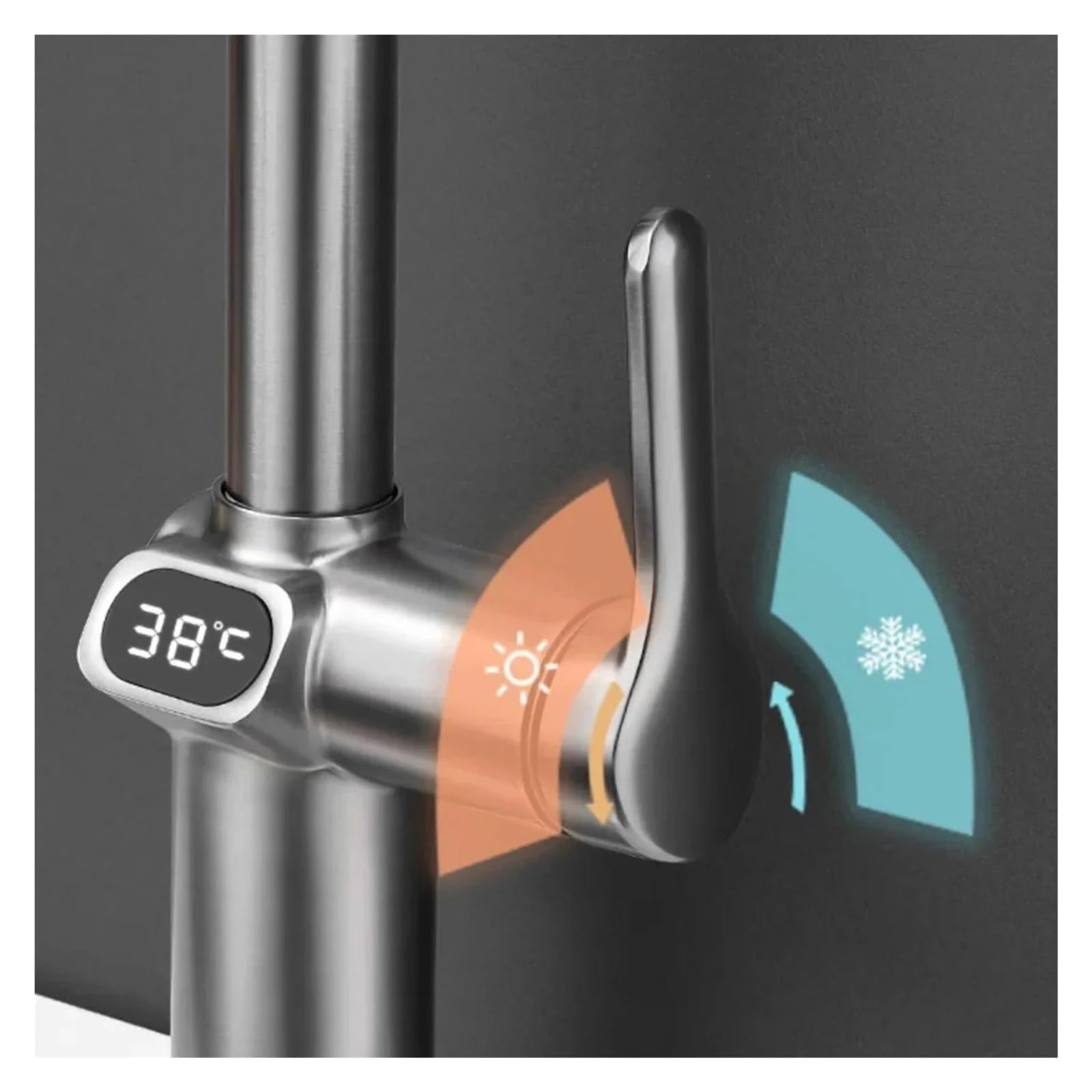 Grifo de cocina acero inoxidable cepillado digital, grifo lavabo giratorio extraíble, válvula mezcladora fría y caliente,Seguro y Confiable(Gun-Grey)