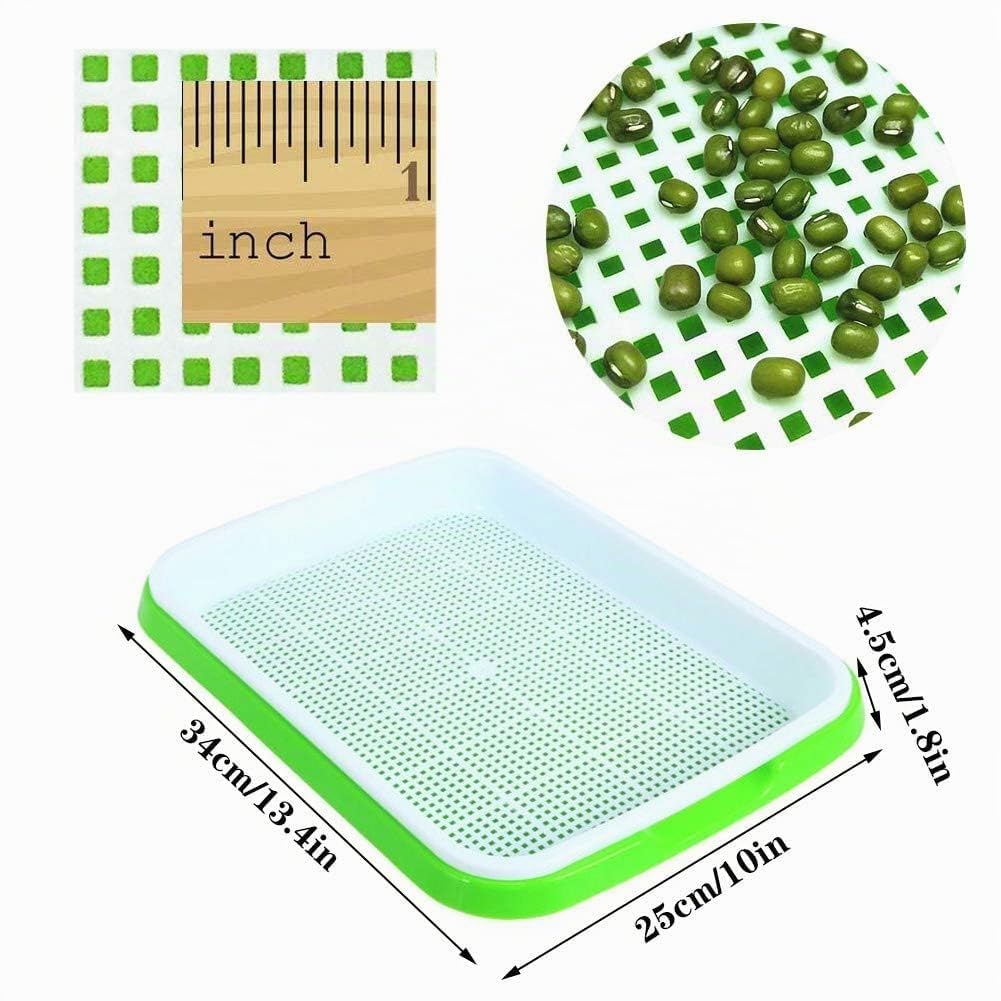 6 Plateaux de Germination 34×25 cm, Germoir pour graines à germer, 24 Feuilles incluses, Micro pousses avec Drainage Fin Anti-moisissure, pour Luzerne blé Radis et Haricots Mungo
