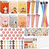 Fulmoon 194 Pcs Dog Themed Party Favors Mini Notepads Cute Pencils Funny Bookmarks Ruler Pencil Sharpeners Erasers Stickers Plastic Bags Dog Birthday Party Supplies for Kids