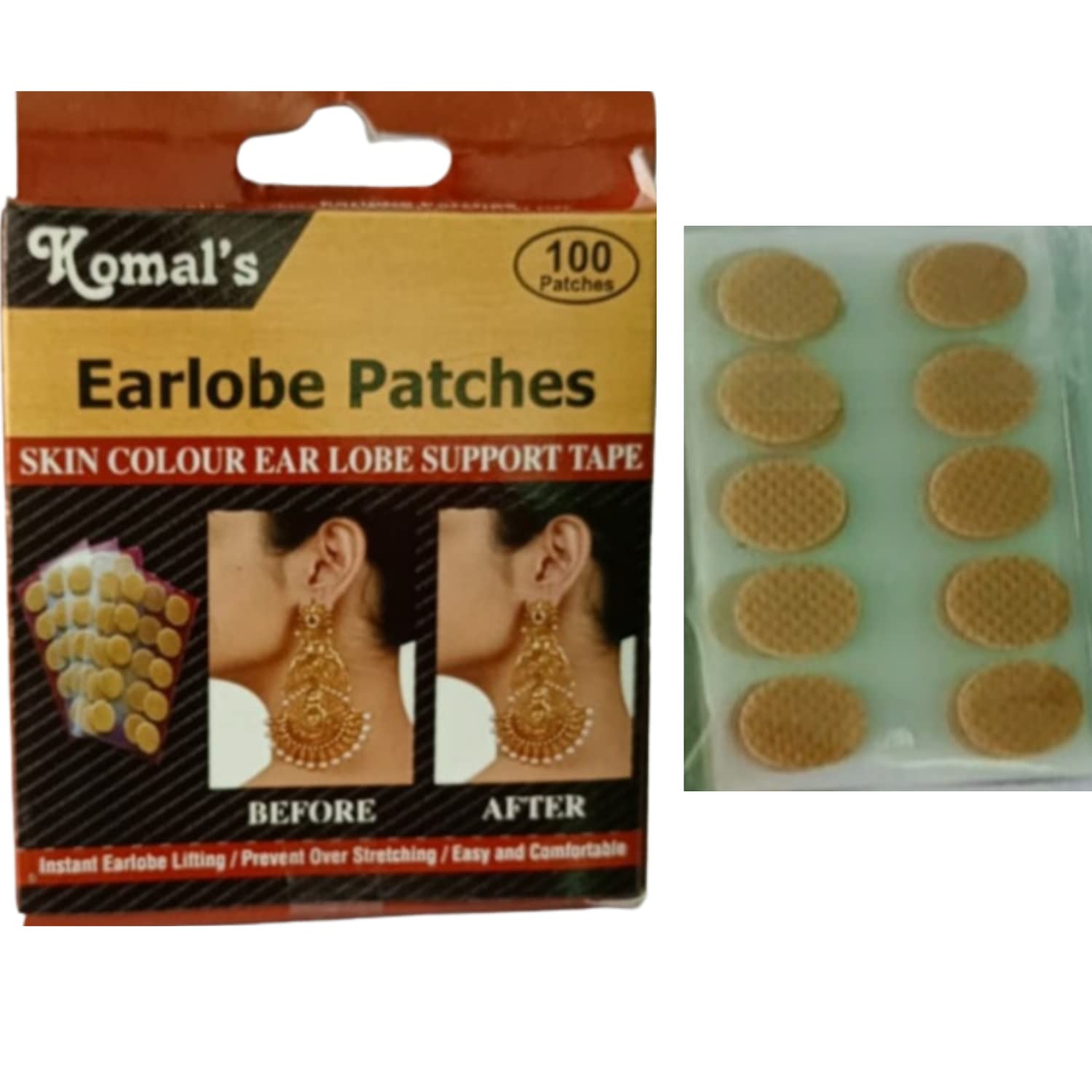 Beauty tool Invisible (50 patches) Ear Lobe Tapes/Waterproof/Stickers Patches/Heavy Earrings Supporter for Girls & Women Ear Lobe Supporter (Skin Colour)-picture-31
