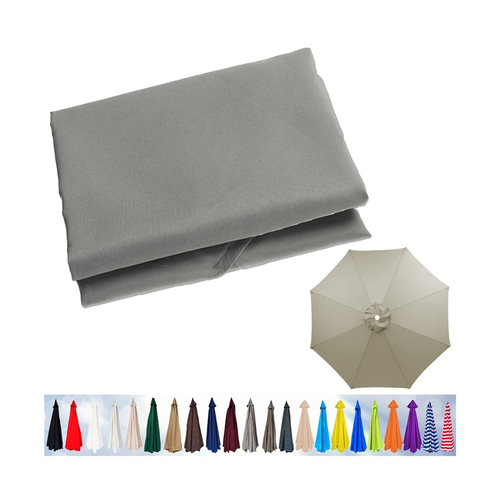 Replacement Parasol Canopy, Garden Umbrella Cover 6/8 Arms, Patio Replacement Cover for 2m/2.3m/2.5m/2.7m/2.8m/3m/3.5m(Top Color,8ribs:300cm)