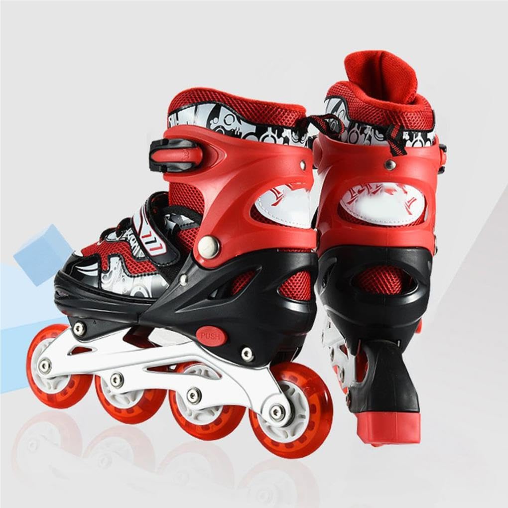 1 Paio 2 in 1 Pattini Scarpe Roller Unisex Bambini Bambini Parco Cortile Parco Giochi Attrezzatura per Pratica di Pattinaggio per Ragazzi, Rosso m