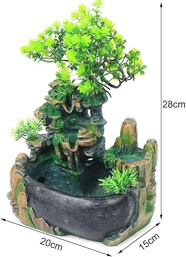 Miniatura 3 de TFCFL Fuente de escritorio de relajación para interiores, cascada, cascada de meditación zen para interiores con fabricante de niebla y luz LED