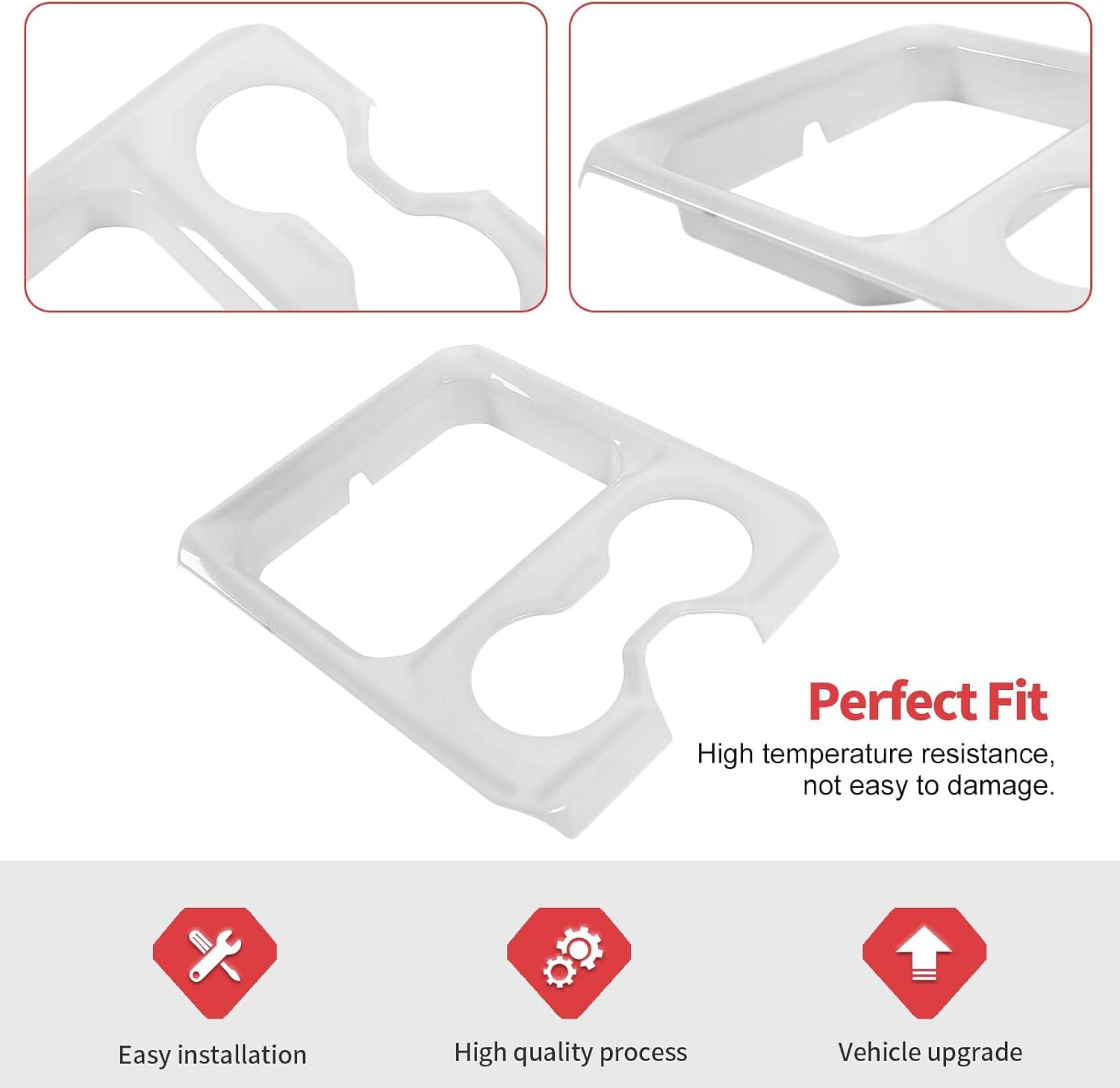 Jimen Compatible with Dodge Ram 2018-2025, Middle Console Front Cup Holder Panel Cover Interior Trim Accessories (White)