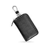Faraday Key Fob Protector Box, Carbon Fiber Car Key Shielding Bag for RFID Signal Blockingr, Anti-Theft Auto Key Holder with Zipper, Universal Key Fob Protector for Men Women