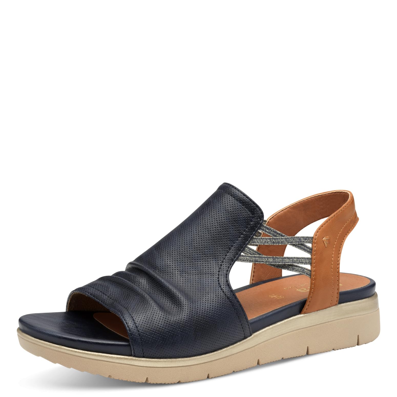 Jana Women’s Flat Slip-On Sandals Vegan, Navy/Tan, 6,5 UK