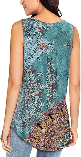 Miniatura 2 de MIROL Camisas de verano sin mangas con cuello en V para mujer, color liso, casuales, con vuelo, camisetas holgadas sin mangas, blusas con botones