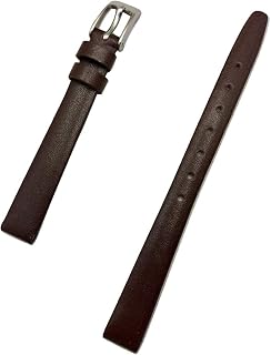 10mm Brown Genuine Calfskin Leather Watchband | Flat, Elegant Replacement Watchstrap that brings New Life to Any Watch (Womens Standard Length)