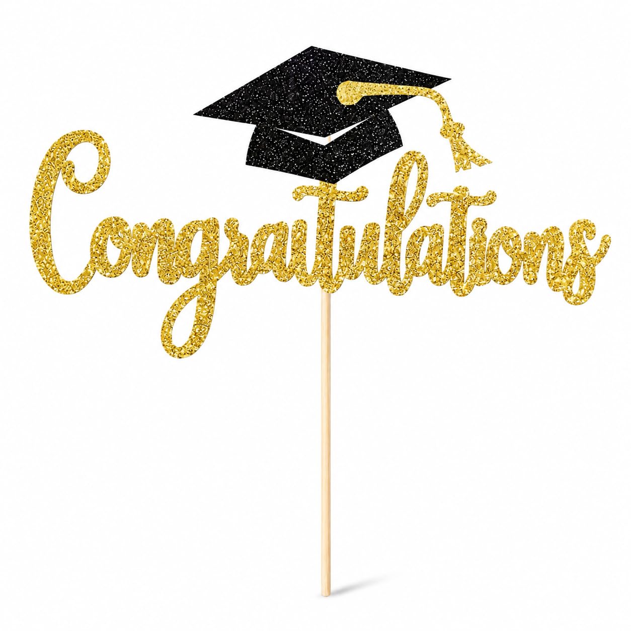Festiko® Congratulations Cake Topper for Graduation Party, Gold and Black Graduation Cake Decoration for Class of 2026, Congrats Grad Cake Topper for School College Senior Celebration Supplies-image-11