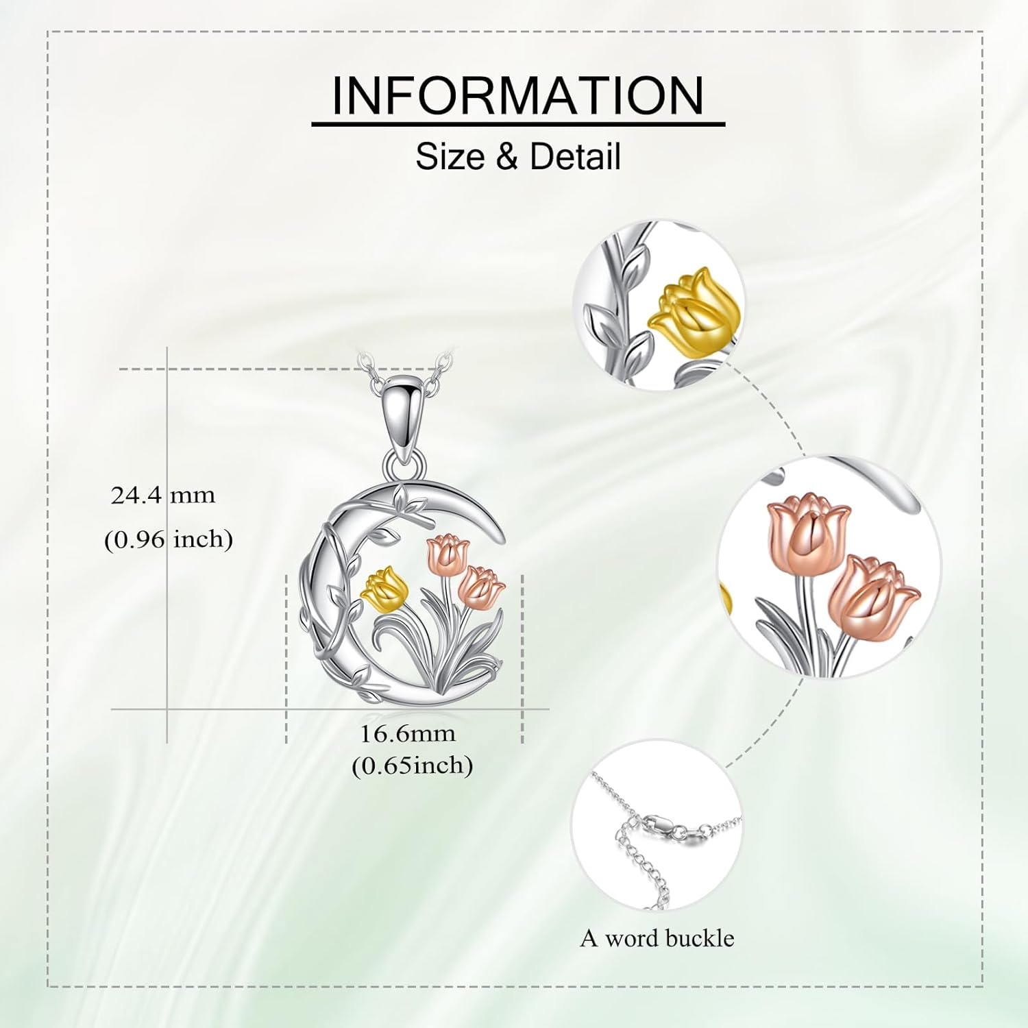 Tulip Necklace 925 Sterling Silver Tulip Pendant Necklace Flower Jewelry Gifts for Women Mom - Image 5