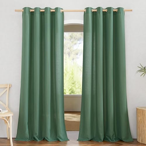 NICETOWN Rustic Linen 132 inch Long Curtains for Living Room, Grommet Privacy Ad