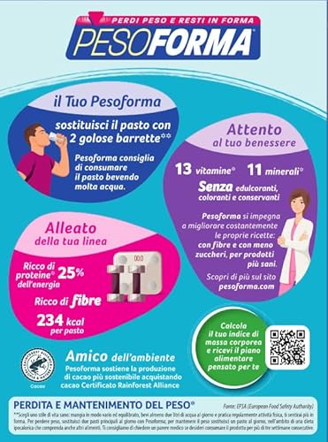 PESOFORMA BARRETTE CIOCCOLATO E CARAMELLO, Pasto Sostitutivo Proteico, Barrette per il Controllo del Peso, Barrette Proteiche per Restare in Forma, Solo 234 calorie, 12x31g - Immagine 2