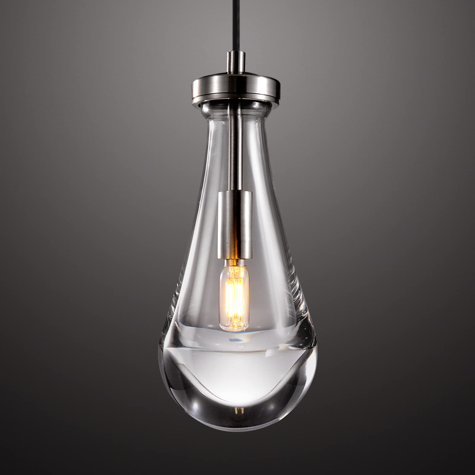 Joyunleo Modern Brushed Nickel Pendant Lights, Raindrop Pendant Light, Pendant Lights Kitchen Island, Interior Pendant Light in The Kitchen Island Living Room Bedroom Bathroom, Including Bulb