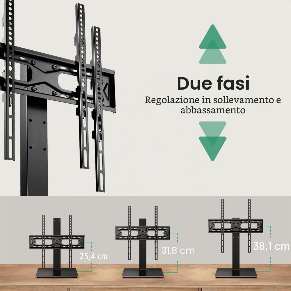 FURWOO Mobile TV universale per tavolo soggiorno con base in vetro temperato, max 400x400mm