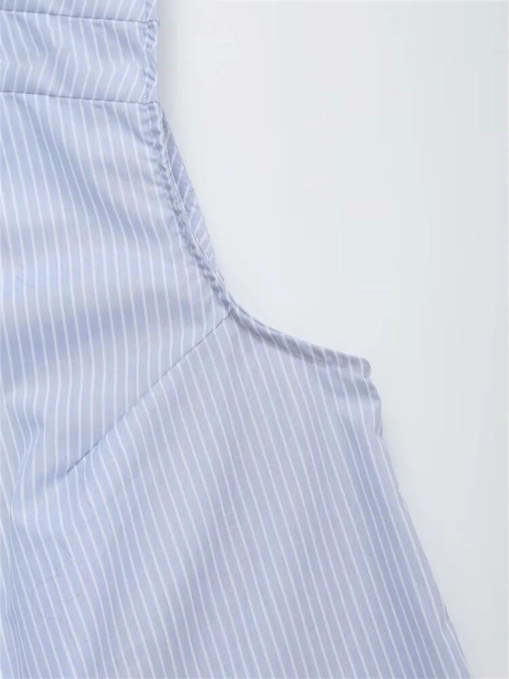 Women's Hollow Embroidered Striped Short Office Sleeveless Shirt