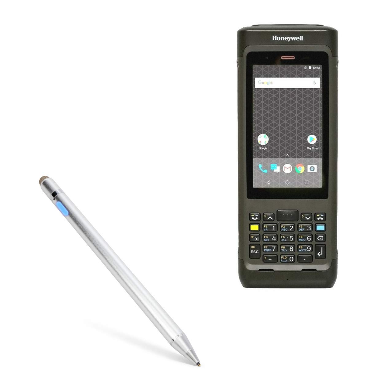 BoxWave Stylus Pen Compatible with Honeywell CN80 - AccuPoint Active Stylus, Electronic Stylus with Ultra Fine Tip for Honeywell CN80 - Metallic Silver