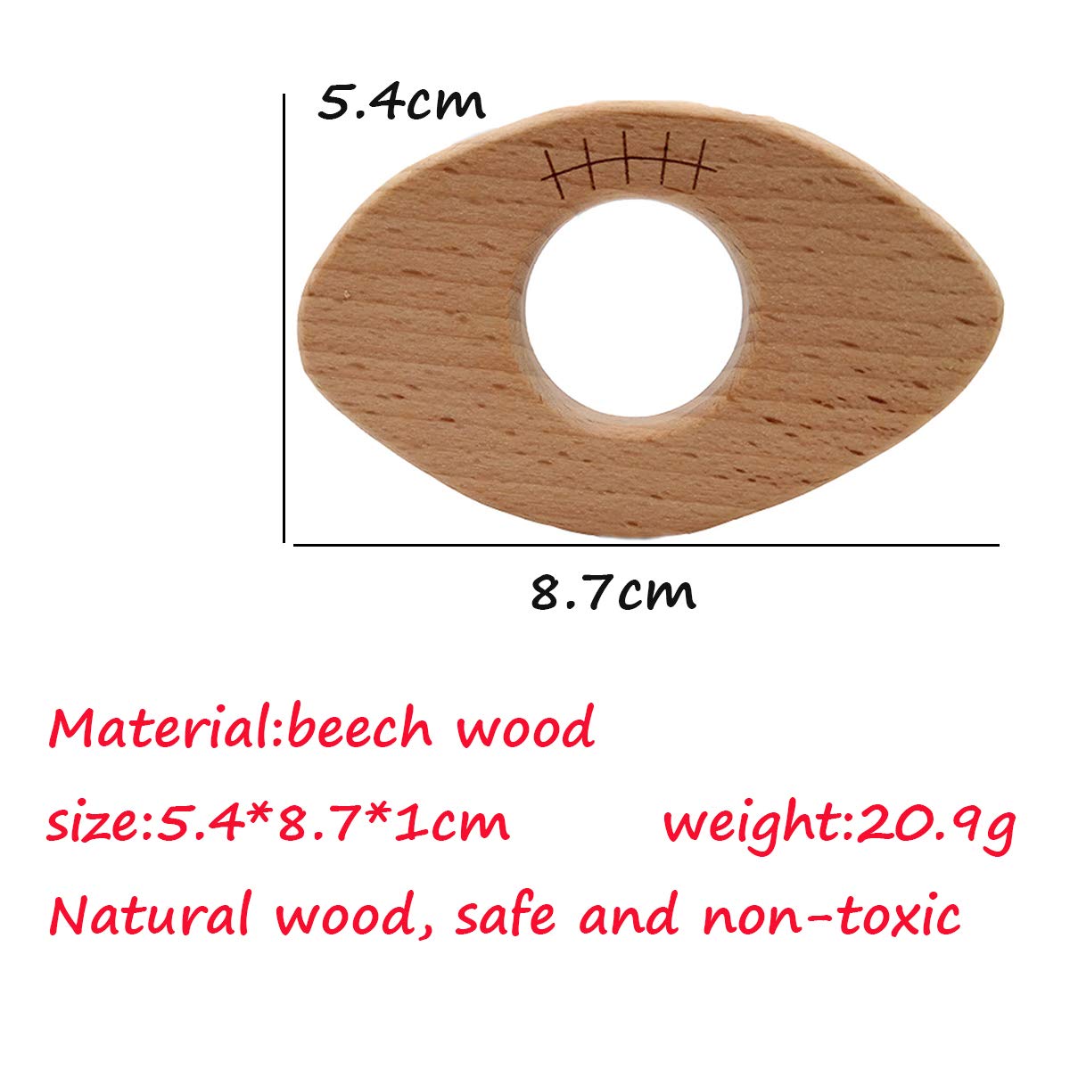 Alenybeby Natural Wooden Baseball Teether Pendant Pure Natural Beech Wood Animal Shape Teething For Handmade Necklace/Bracelet (10pcs)