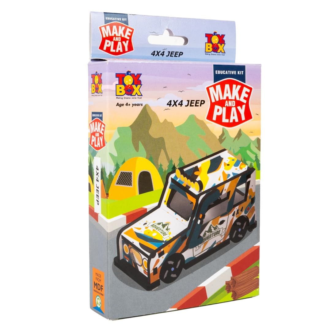 Toysbox Make & Play 4x4 Jeep MDF Wooden Model Making Toy Vehicle DIY Kit for Kids 4+ Years 3