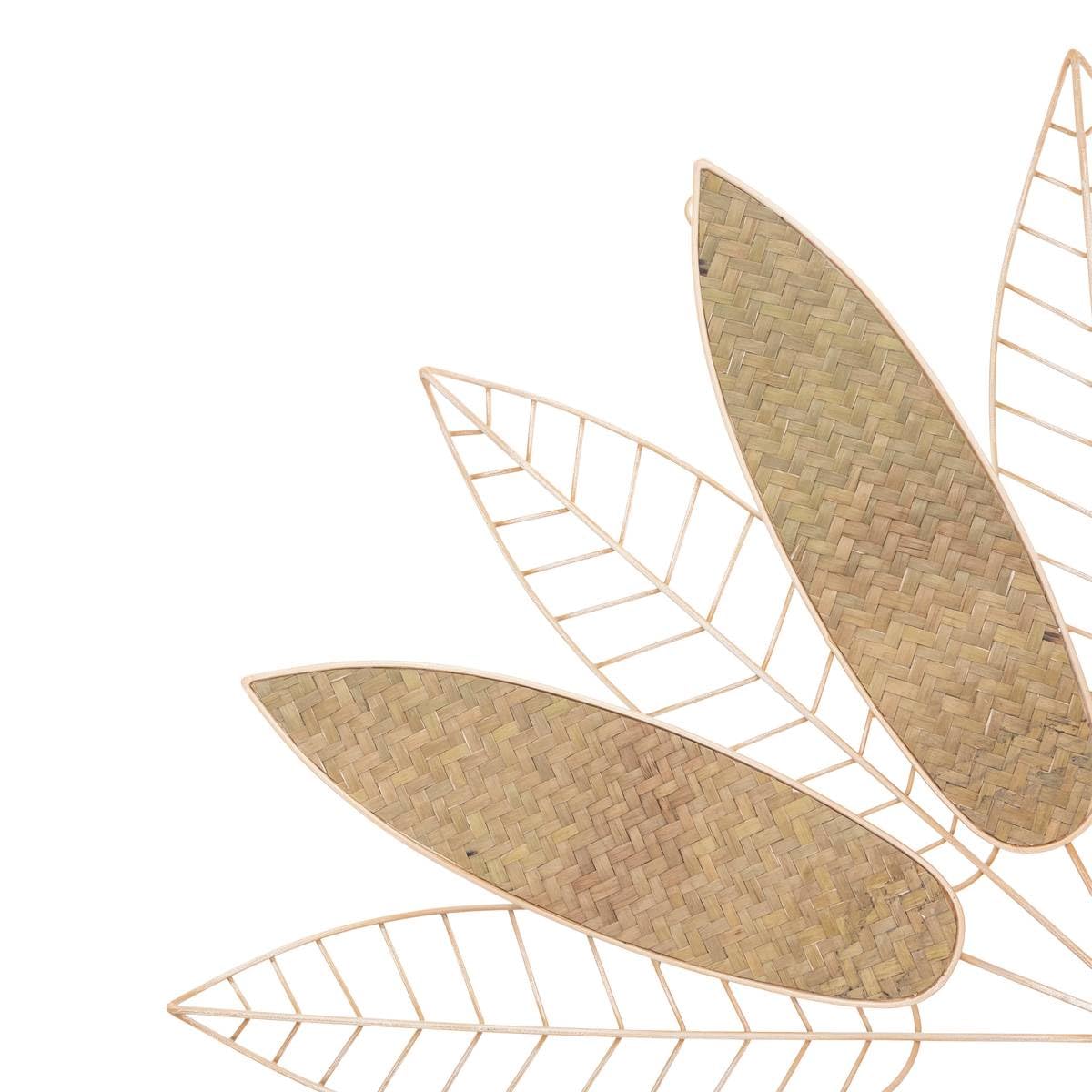 Déco Murale Feuilles dorées en Métal et Roseau 81 x 45 cm - Atmosphera