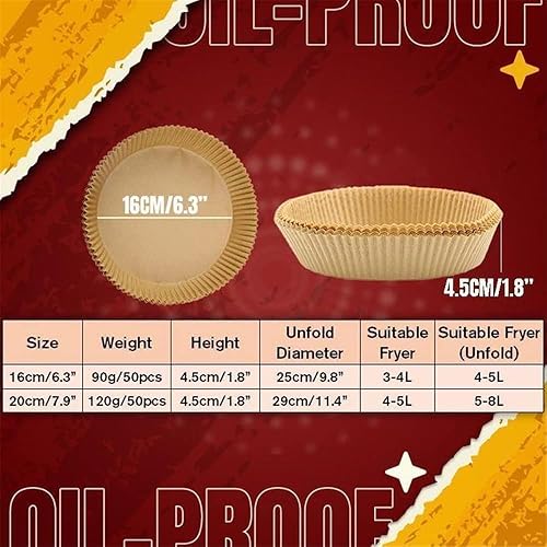 Miniatura 7 de Forro de papel desechable para freidora de aire, papel pergamino natural, antiadherente, papel de cocina para freidora de aire, a prueba de aceite,