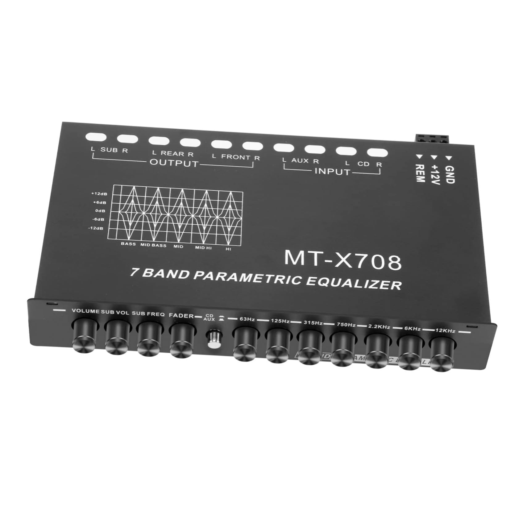 Ecualizador de Coche de 7 Bandas Negro Metal para Audio