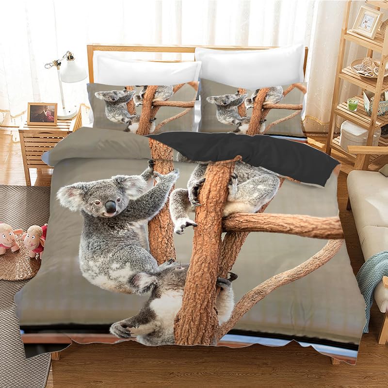 Housse de couette 220x240 koala microfibre 110g/㎡ douce et infroissable