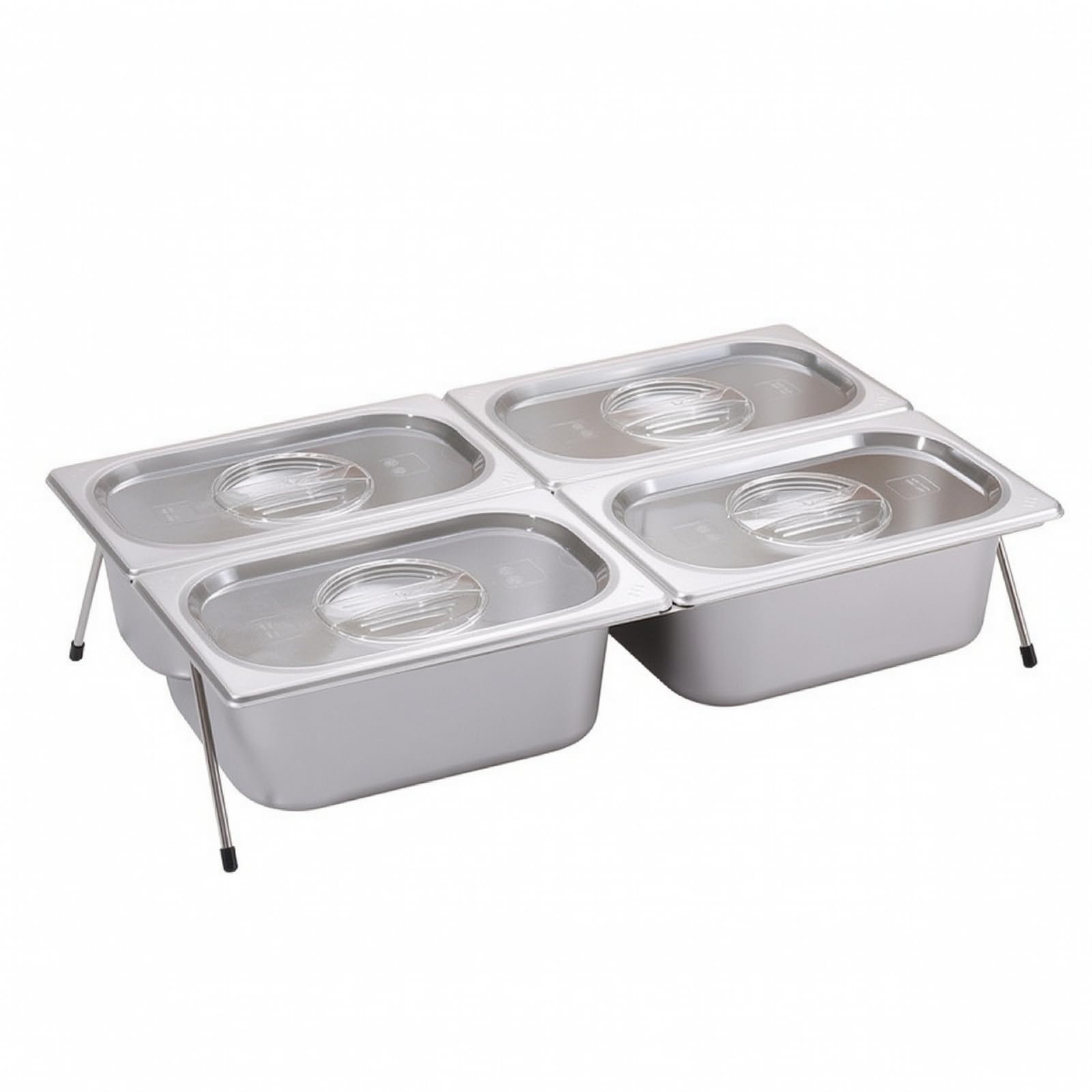 Vassoio a 4 Scomparti da Banco Vassoio in Acciaio con Supporto Resistente per Ristoratori, Ristorante, 4 Scomparti 6.5cm + Supporto 8cm