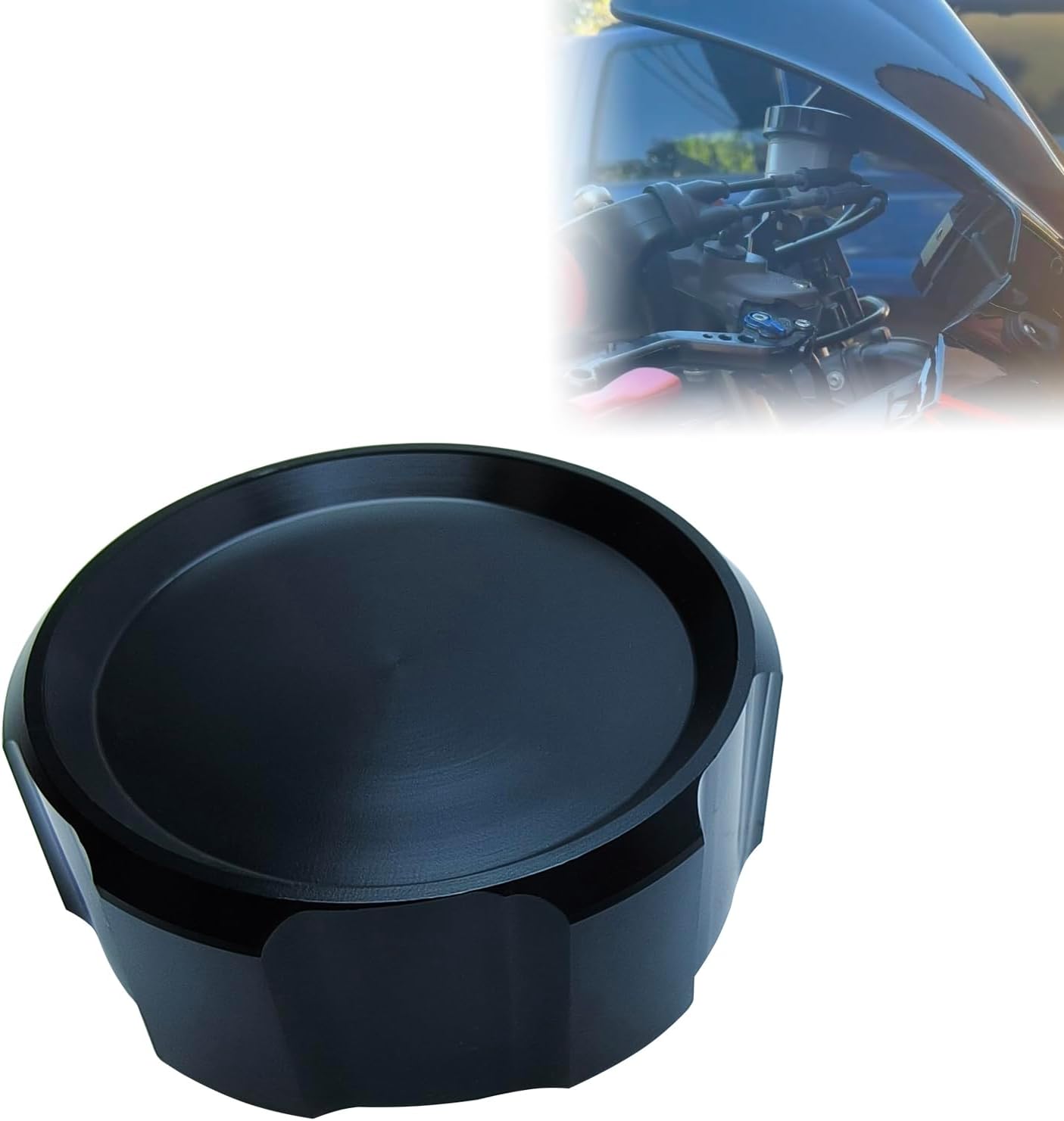 Front Brake Fluid Reservoir Cap CNC Aluminum Oil Cap Cylinder Cover Motorcycle Accessories Universal Replacement for Yamaha Kawasaki Suzuki Honda (Black)