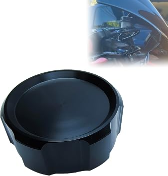 Front Brake Fluid Reservoir Cap Motorcycle Accessories Black | CNC Aluminum Oil Cylinder Cap Replacement for Yamaha Kawasaki Suzuki Honda, 1.9in Inner diameter